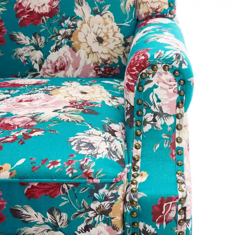 Fauteuil d'appoint à oreilles avec clous décoratifs – Tissu et similicuir, Siège simple, Plusieurs coloris