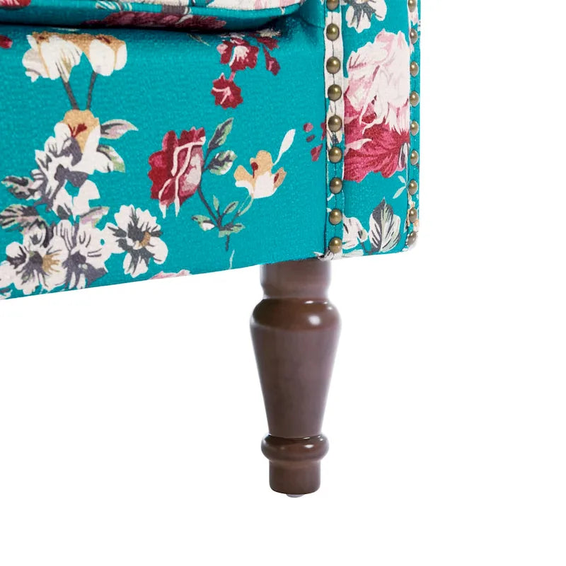 Fauteuil d'appoint à oreilles avec clous décoratifs – Tissu et similicuir, Siège simple, Plusieurs coloris