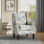 Fauteuil d'appoint à oreilles avec clous décoratifs – Tissu et similicuir, Siège simple, Plusieurs coloris