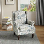 Fauteuil d'appoint à oreilles avec clous décoratifs – Tissu et similicuir, Siège simple, Plusieurs coloris