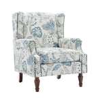 Fauteuil d'appoint à oreilles avec clous décoratifs – Tissu et similicuir, Siège simple, Plusieurs coloris