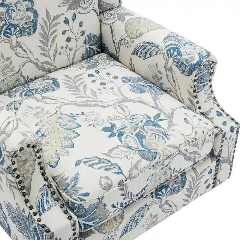 Fauteuil d'appoint à oreilles avec clous décoratifs – Tissu et similicuir, Siège simple, Plusieurs coloris