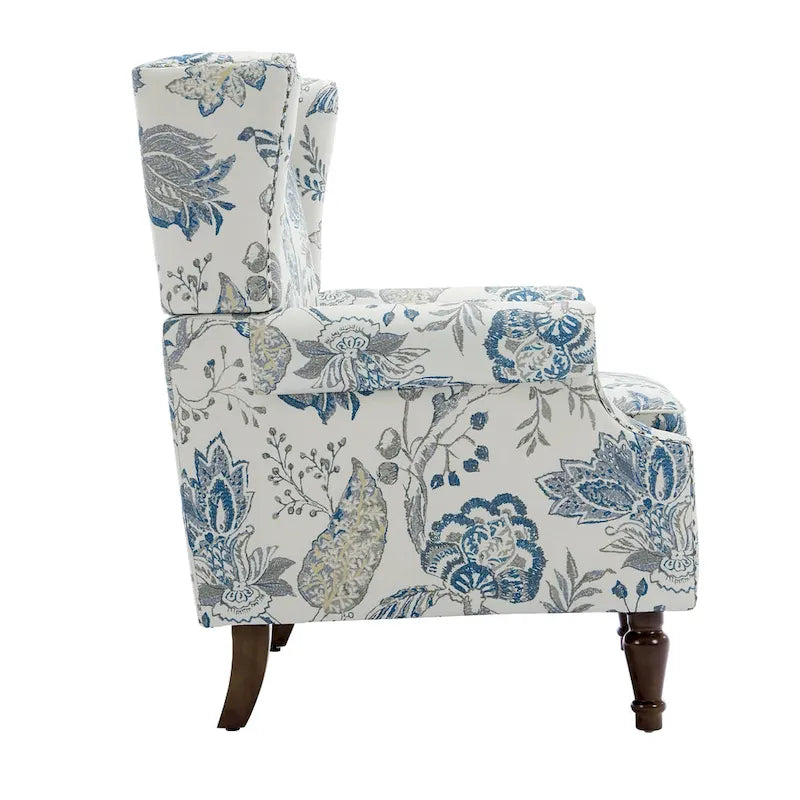 Fauteuil d'appoint à oreilles avec clous décoratifs – Tissu et similicuir, Siège simple, Plusieurs coloris