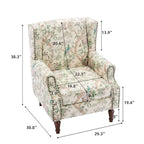 Fauteuil d'appoint à oreilles avec clous décoratifs – Tissu et similicuir, Siège simple, Plusieurs coloris
