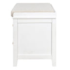 Banc à chaussures avec coussin et 2 portes en rotin, 2 tiroirs – Bleu marine / Espresso / Blanc / Naturel