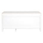 Banc à chaussures avec coussin et 2 portes en rotin, 2 tiroirs – Bleu marine / Espresso / Blanc / Naturel