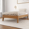 Cadre de lit simple en bois massif (Pecan/Noyer/Driftwood) pour 1 personne