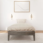 Cadre de lit simple en bois massif (Pecan/Noyer/Driftwood) pour 1 personne