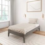 Cadre de lit simple en bois massif (Pecan/Noyer/Driftwood) pour 1 personne