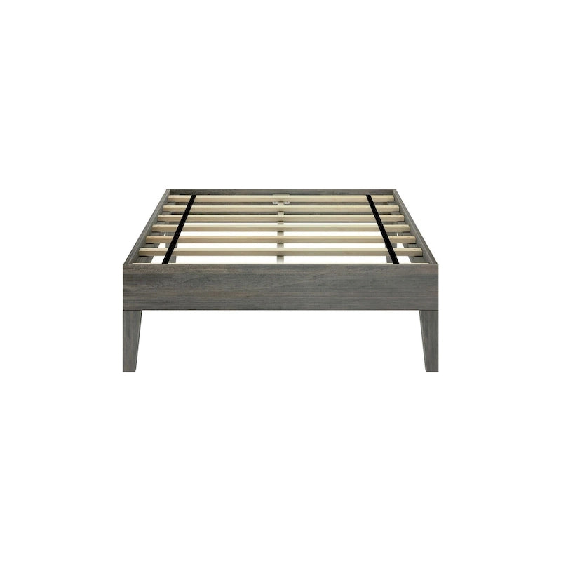 Cadre de lit simple en bois massif (Pecan/Noyer/Driftwood) pour 1 personne