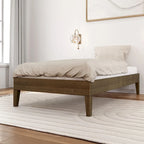 Cadre de lit simple en bois massif (Pecan/Noyer/Driftwood) pour 1 personne