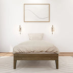 Cadre de lit simple en bois massif (Pecan/Noyer/Driftwood) pour 1 personne