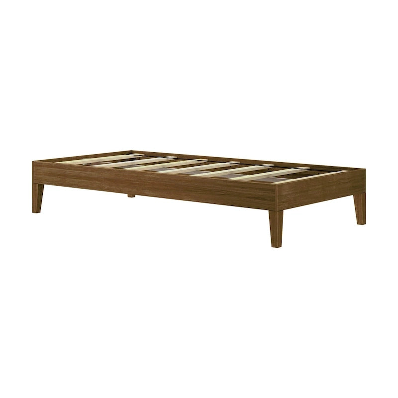 Cadre de lit simple en bois massif (Pecan/Noyer/Driftwood) pour 1 personne