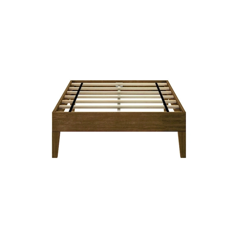 Cadre de lit simple en bois massif (Pecan/Noyer/Driftwood) pour 1 personne
