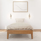 Cadre de lit simple en bois massif (Pecan/Noyer/Driftwood) pour 1 personne