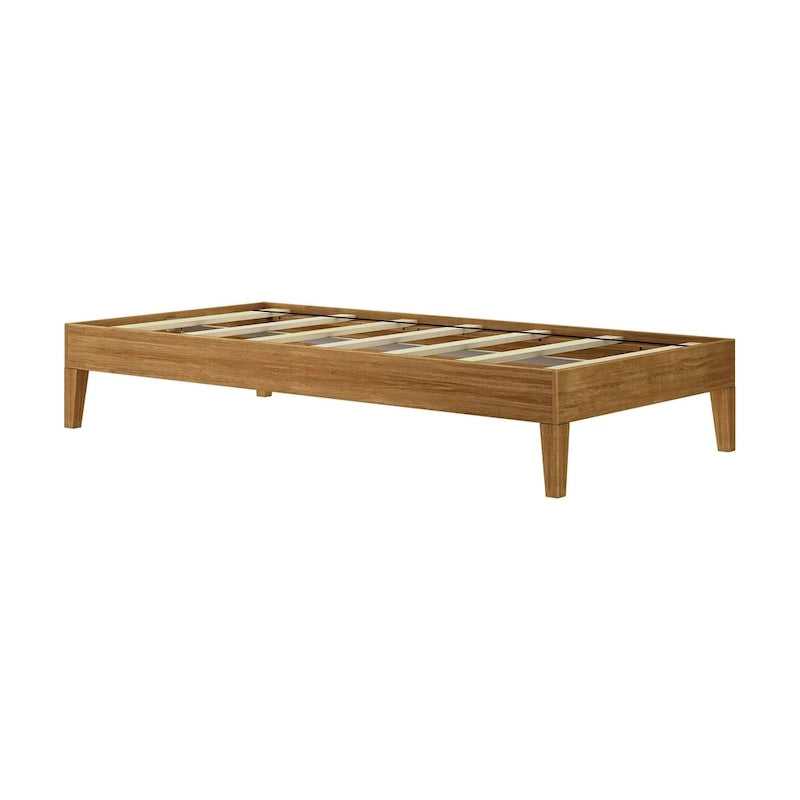 Cadre de lit simple en bois massif (Pecan/Noyer/Driftwood) pour 1 personne