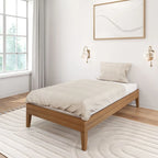 Cadre de lit simple en bois massif (Pecan/Noyer/Driftwood) pour 1 personne