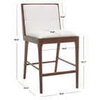Tabouret de bar en lin blanc, capitonné, lot de 2