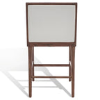 Tabouret de bar en lin blanc, capitonné, lot de 2