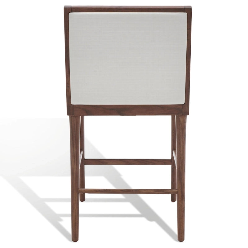 Tabouret de bar en lin blanc, capitonné, lot de 2
