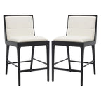 Tabouret de bar en lin blanc, capitonné, lot de 2