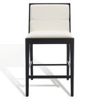 Tabouret de bar en lin blanc, capitonné, lot de 2