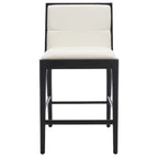 Tabouret de bar en lin blanc, capitonné, lot de 2