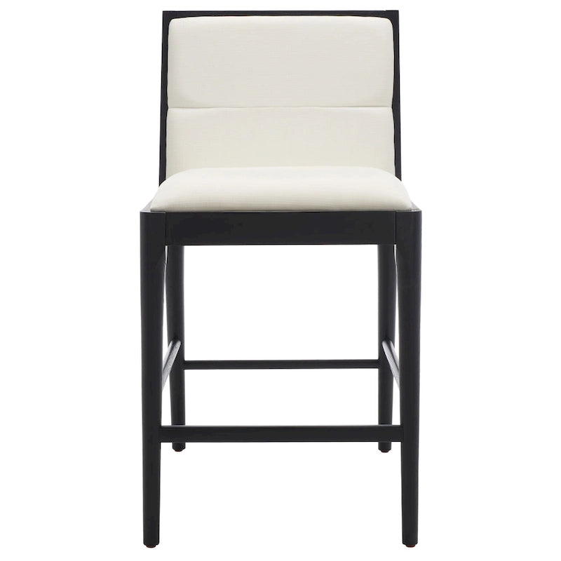 Tabouret de bar en lin blanc, capitonné, lot de 2
