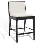 Tabouret de bar en lin blanc, capitonné, lot de 2