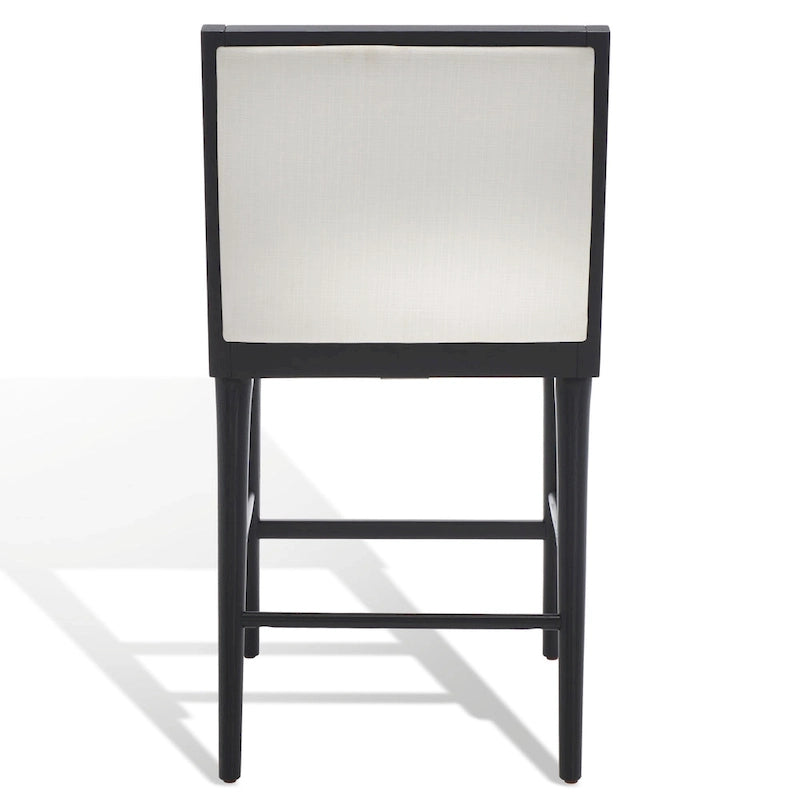 Tabouret de bar en lin blanc, capitonné, lot de 2
