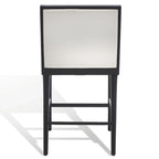 Tabouret de bar en lin blanc, capitonné, lot de 2