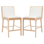 Tabouret de bar en lin blanc, capitonné, lot de 2