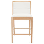 Tabouret de bar en lin blanc, capitonné, lot de 2