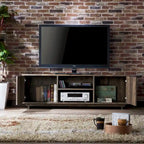 Meuble TV 2 étagères en chêne recyclé de 160 cm avec rangements
