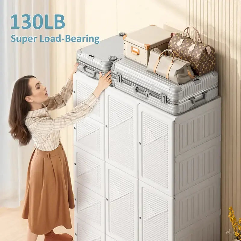 Penderie armoire pliable portable blanche pour 1 personne