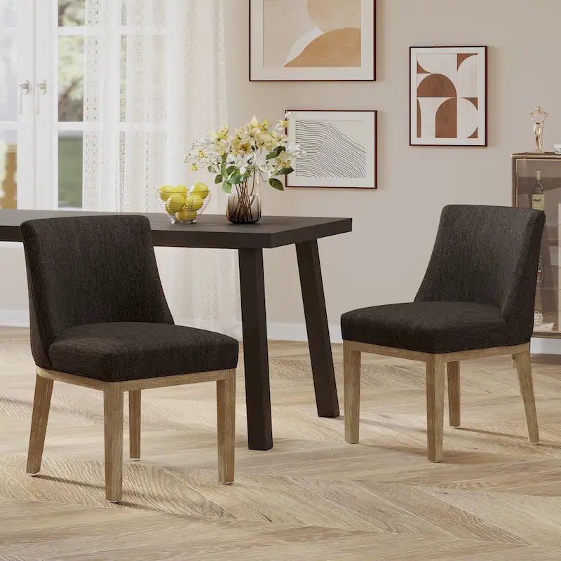 Chaises de salle à manger tapissées (lot de 2) – Gris clair / Marron / Beige / Anthracite