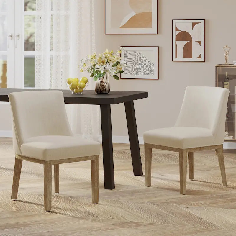 Chaises de salle à manger tapissées (lot de 2) – Gris clair / Marron / Beige / Anthracite