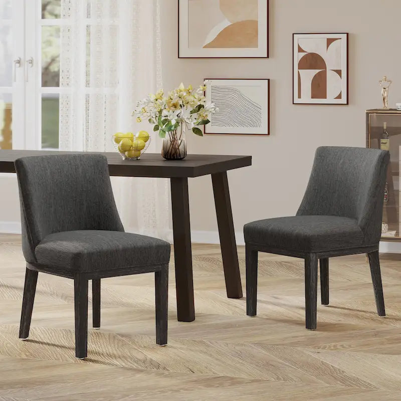 Chaises de salle à manger tapissées (lot de 2) – Gris clair / Marron / Beige / Anthracite