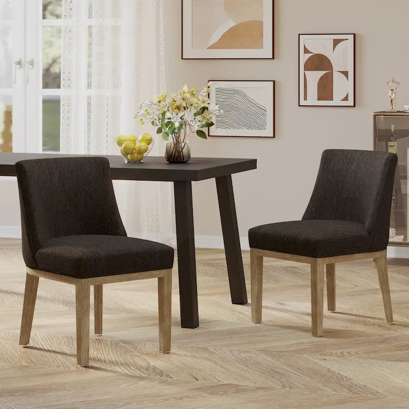 Chaises de salle à manger tapissées (lot de 2) – Gris clair / Marron / Beige / Anthracite