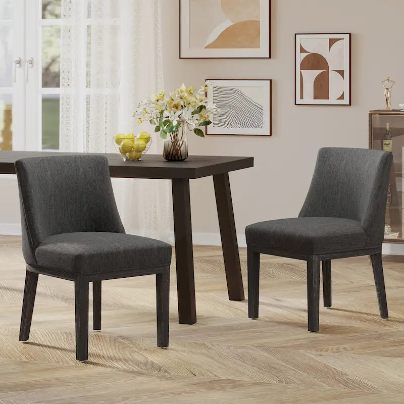 Chaises de salle à manger tapissées (lot de 2) – Gris clair / Marron / Beige / Anthracite