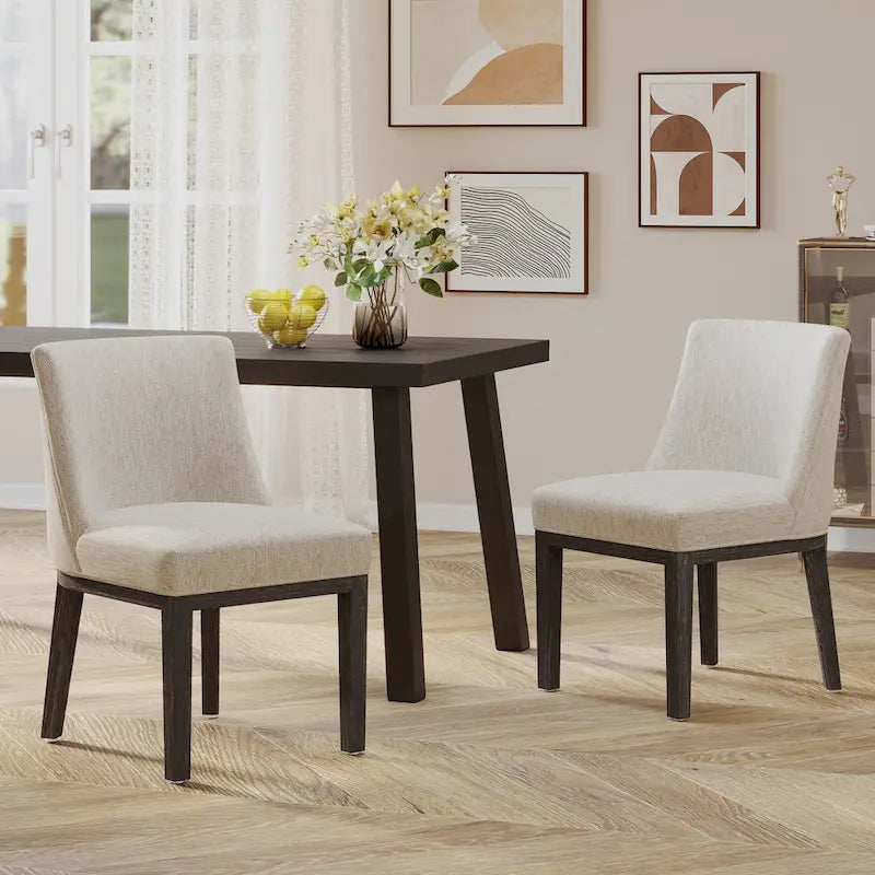 Chaises de salle à manger tapissées (lot de 2) – Gris clair / Marron / Beige / Anthracite