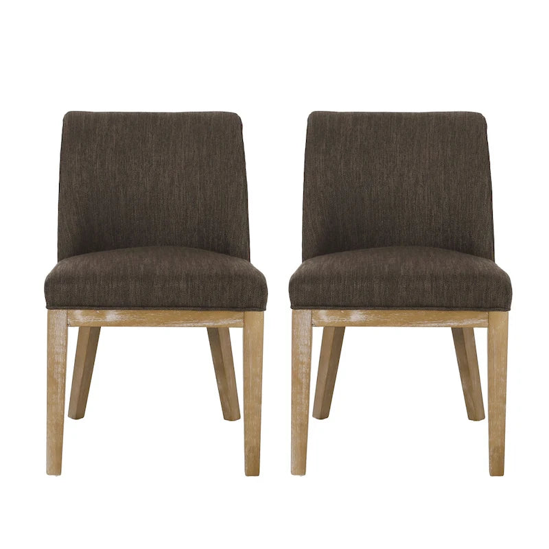Chaises de salle à manger tapissées (lot de 2) – Gris clair / Marron / Beige / Anthracite