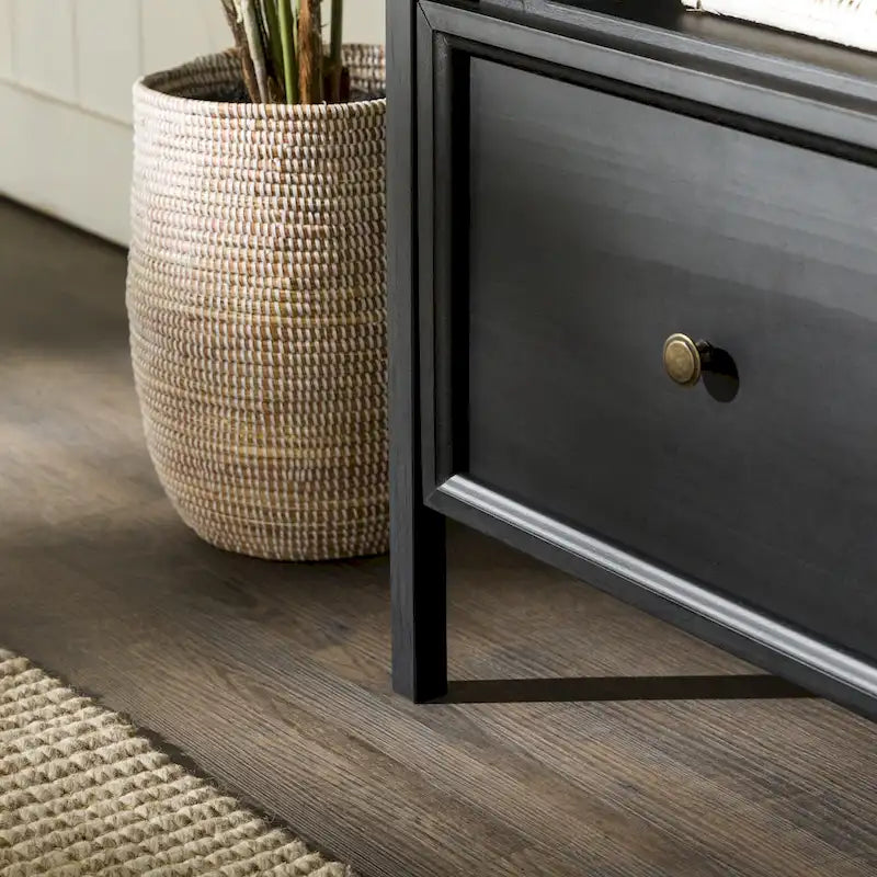 Meuble TV Rustique à 3 Tiroirs 60" – Noir/Chêne Rustique | Blanc Vieilli/Gris | Blanc Vieilli/Chêne Rustique
