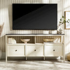 Meuble TV Rustique à 3 Tiroirs 60" – Noir/Chêne Rustique | Blanc Vieilli/Gris | Blanc Vieilli/Chêne Rustique