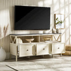 Meuble TV Rustique à 3 Tiroirs 60" – Noir/Chêne Rustique | Blanc Vieilli/Gris | Blanc Vieilli/Chêne Rustique