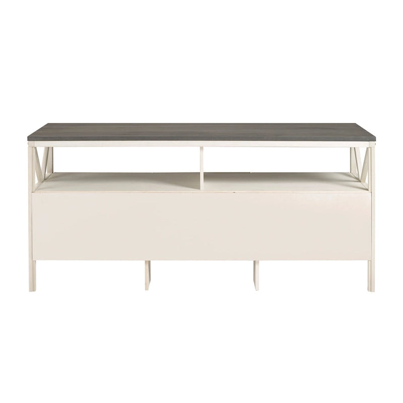 Meuble TV Rustique à 3 Tiroirs 60" – Noir/Chêne Rustique | Blanc Vieilli/Gris | Blanc Vieilli/Chêne Rustique