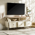 Meuble TV Rustique à 3 Tiroirs 60" – Noir/Chêne Rustique | Blanc Vieilli/Gris | Blanc Vieilli/Chêne Rustique
