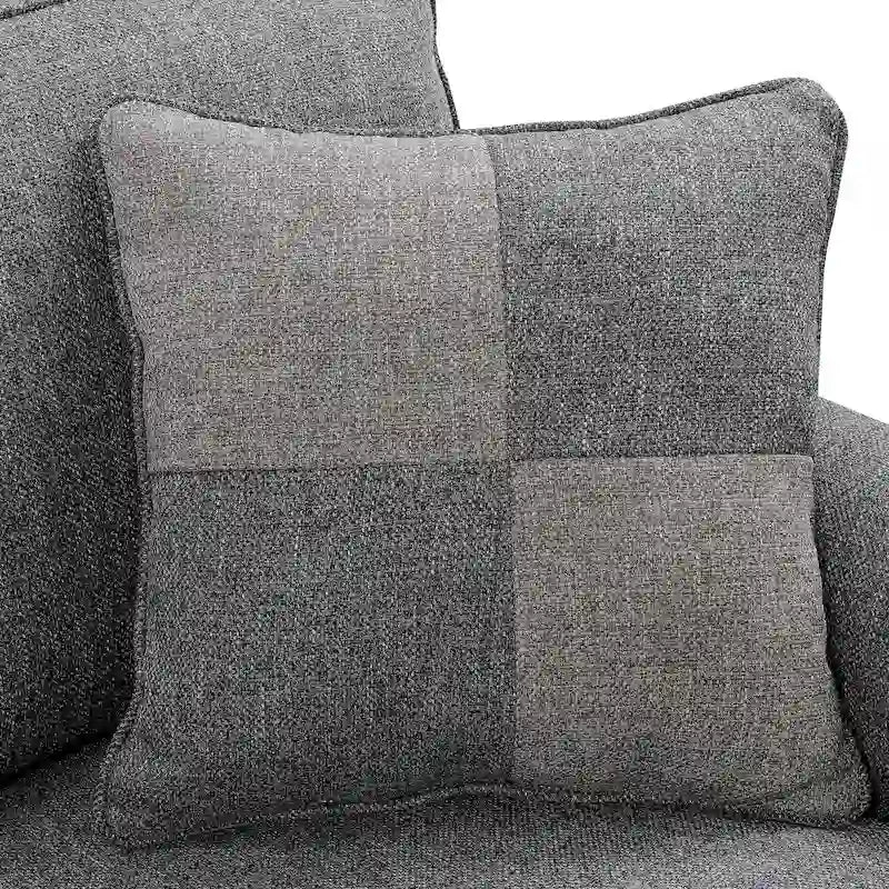 Canapé d'angle en L gris foncé / gris clair, 5 places