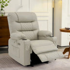 Fauteuil inclinable électrique avec fonctions chauffage et massage, en similicuir, 1 place