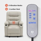 Fauteuil inclinable électrique avec fonctions chauffage et massage, en similicuir, 1 place